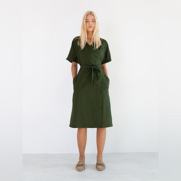 Love & Confuse Linen Wrap Kimono Inspired Summer Dress - Picture 4 of 7